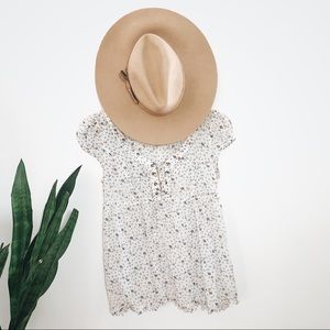 🌿FREE PEOPLE Boho Lace Up Babydoll Top